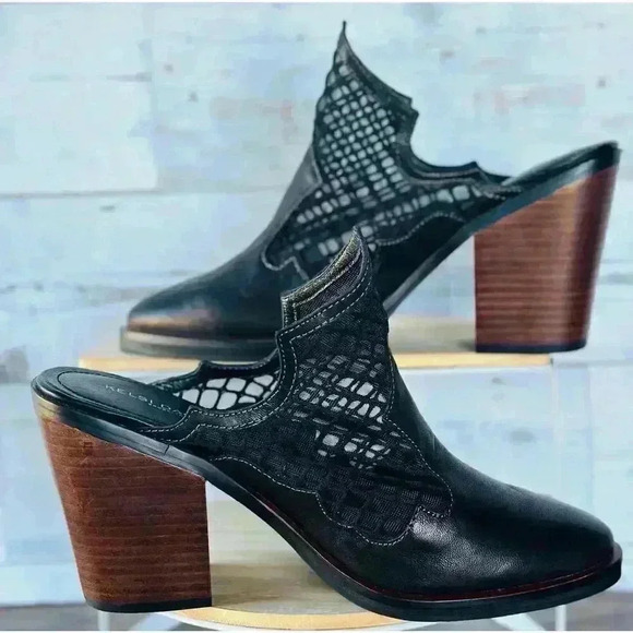 NEW Kelsi Dagger Brooklyn Women's Wolf Leather Block Heel Mule Size 9.5 - Picture 5 of 8